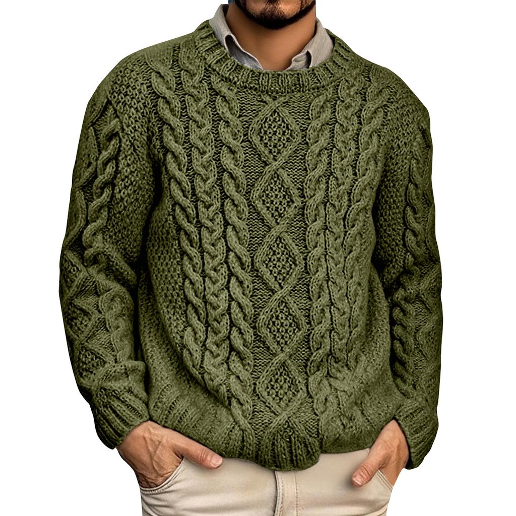 Fashionable Casual Round Neck Pullover Long Sleeved Men's Knitted Sweater