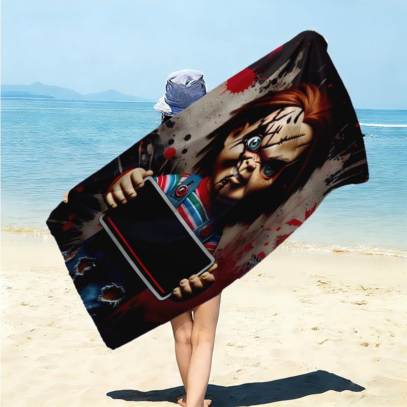 1Pc Horror Doll Device Beach Towel Microfiber Beach Towel Thin Absorbent For Beach Swimming Yoga Bath Sports 0917301