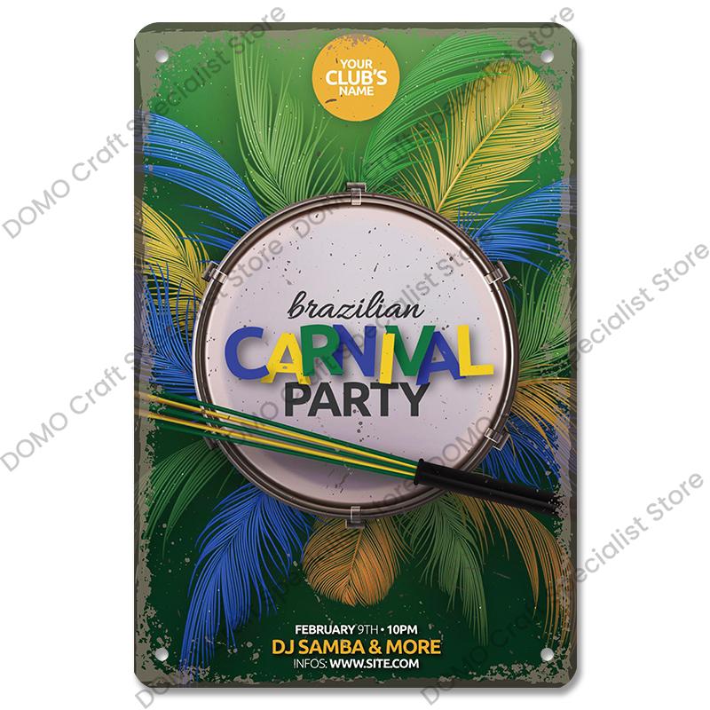 Brazil Travel Poster Country Flag Metal Tin Signs Retro Carnival Party Metal Plate Wall Decor For Bar Pub Club Home