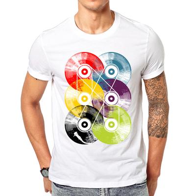 2022 Fashion Retro RecordWood Printed Men T Shirt Short Sleeve Casual Tshirt Hipster Fractal Pattern Tees Cool Tops