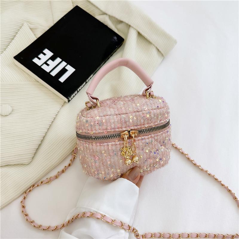 Adorable Cartoon Sequin Child Shoulder Bag Unisex Kids Purse With Bear Design розовый