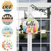 Summer Beach Welcome Sign Hello Door Sign, Ice Pop Flip Flop Hanger, Vacation Wall Art Farmhouse Hanging Wooden Wreath for Front Home Porch