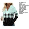 Autumn Women Hoodies Fashion Plaid Pattern Zipper Placket Cardigan Jacket Regular Fit