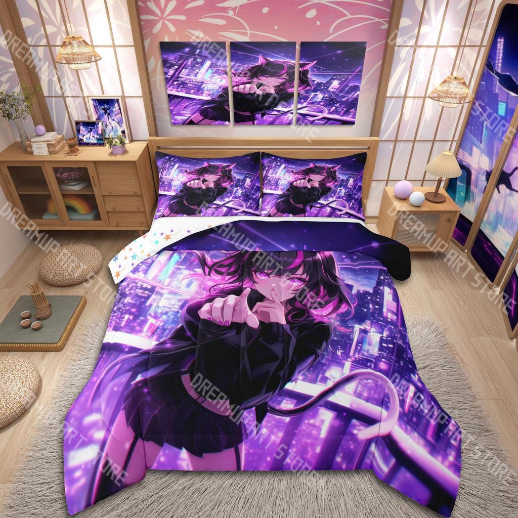 Fashion Japanese Anime Cartoon Bedding Set Single Twin Full Queen King Size Bed Set Kids Bedroom Duvetcover Sets Bed Sheet Set