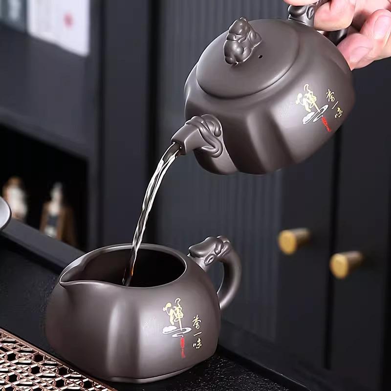 Original Mineral Purple Clay Kung Fu Tea Set for Home Living Room Office Chinese Style Teapot Gaiwan Teacup High-end Gift Box Se