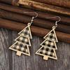Świąteczne Retro Drewniane Kolczyki Wiszące z Choinką