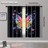 2pcs   2D Flat Printing Party Curtain Color Butterfly 100% Polyester  Without Electricity Holiday Decorations Use for Bedroom and