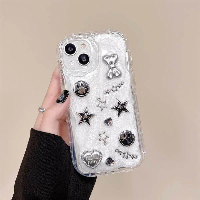 

For Apple 17Promax Glue All-inclusive Mobile Phone Case for IPhone15 Smiley Face 14 Bow 13 Star Love For iPhone 17Promax