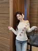 Bowknot Cold Shoulder Knit Top - Women's Slimming Autumn Chic with Long Sleeves