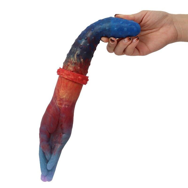Prst dvojitý dildo anální kolík dildo fisting zařízení pro dospělé sexuální hračky realistický penis vibrační penis odsávání BDSM otrok