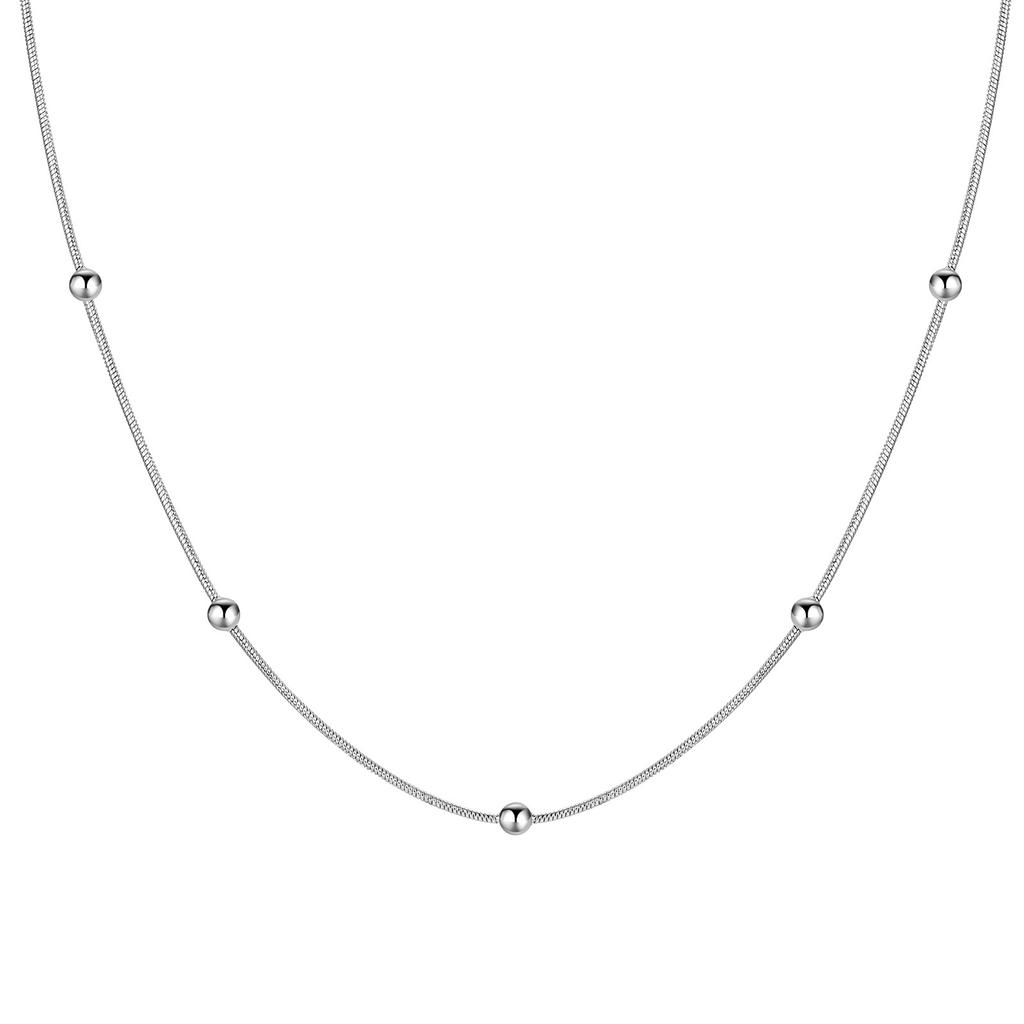 Stainless Steel Round Ball Chain Necklace,1mm Thin Link Necklace Fashion Jewelry for Women