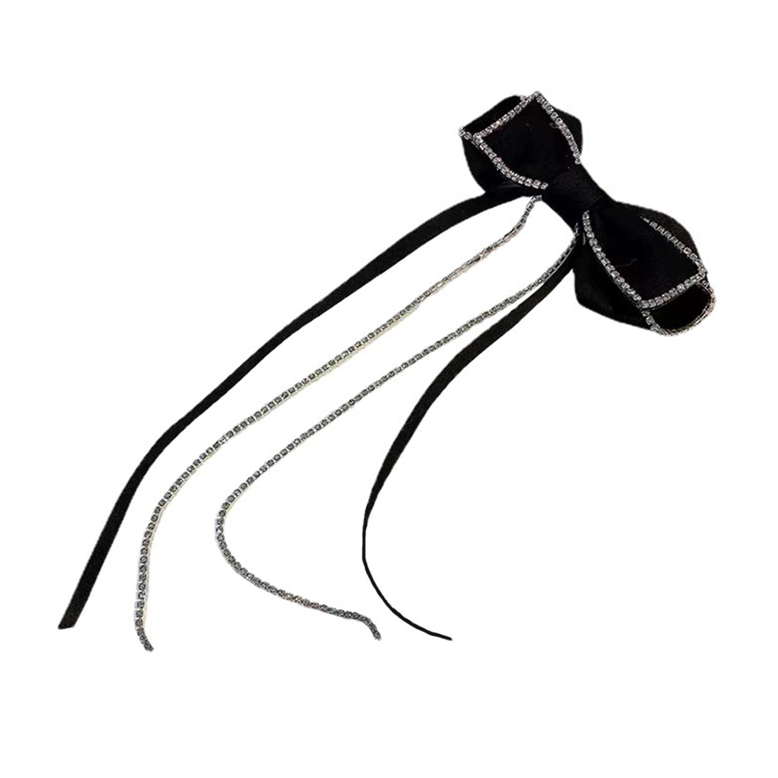 

Заколки для волос с кисточками и стразами, бантом, заколки для волос для женщин, черные заколки с бантами, заколки для волос в корейском стиле, женский головной убор