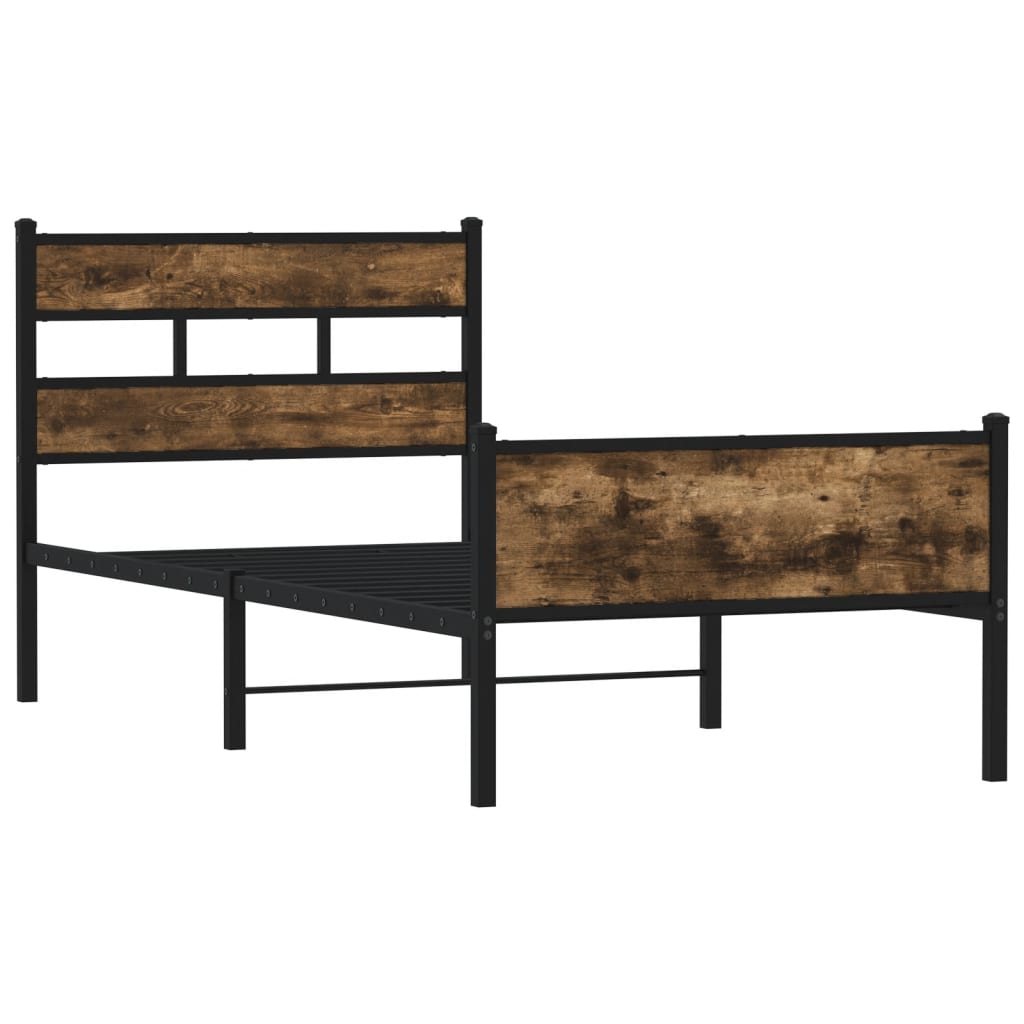 Bed Frame Without Mattress Smoked Oak Finish 75 X 190 Cm Engineered Wood