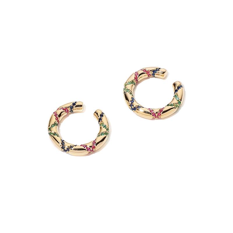 Meier European and American Retro Statement Earrings, Color Block Camo Circle Ear Cuffs, Bohemian Style Earrings