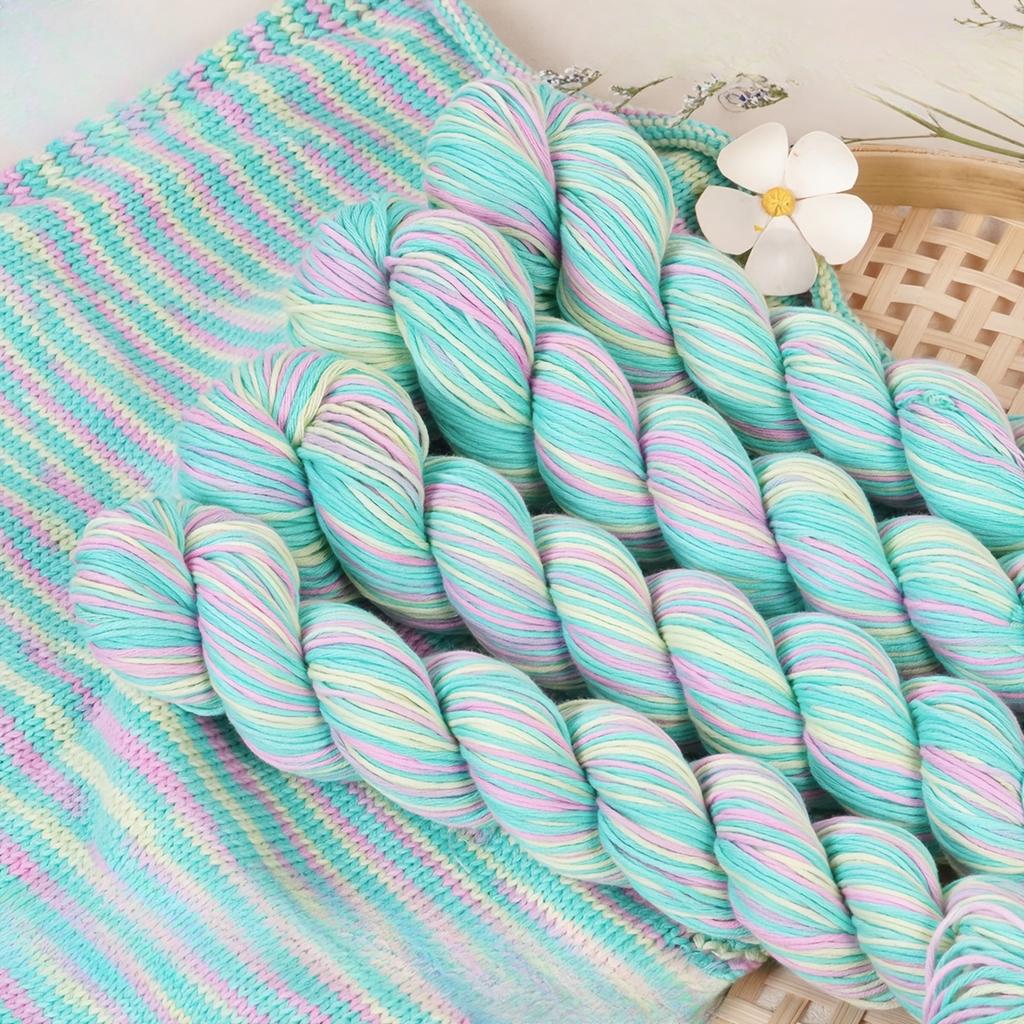 4balení bavlněné příze 200g (4x50g ) Prodyšná měkká tkaná příze na pletení háčkování smíšené barvy lehká na svetry příze