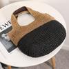 IELGY Color Matching Casual Portable Straw Bag Contrast Color Woven Seaside Vacation Beach Bag