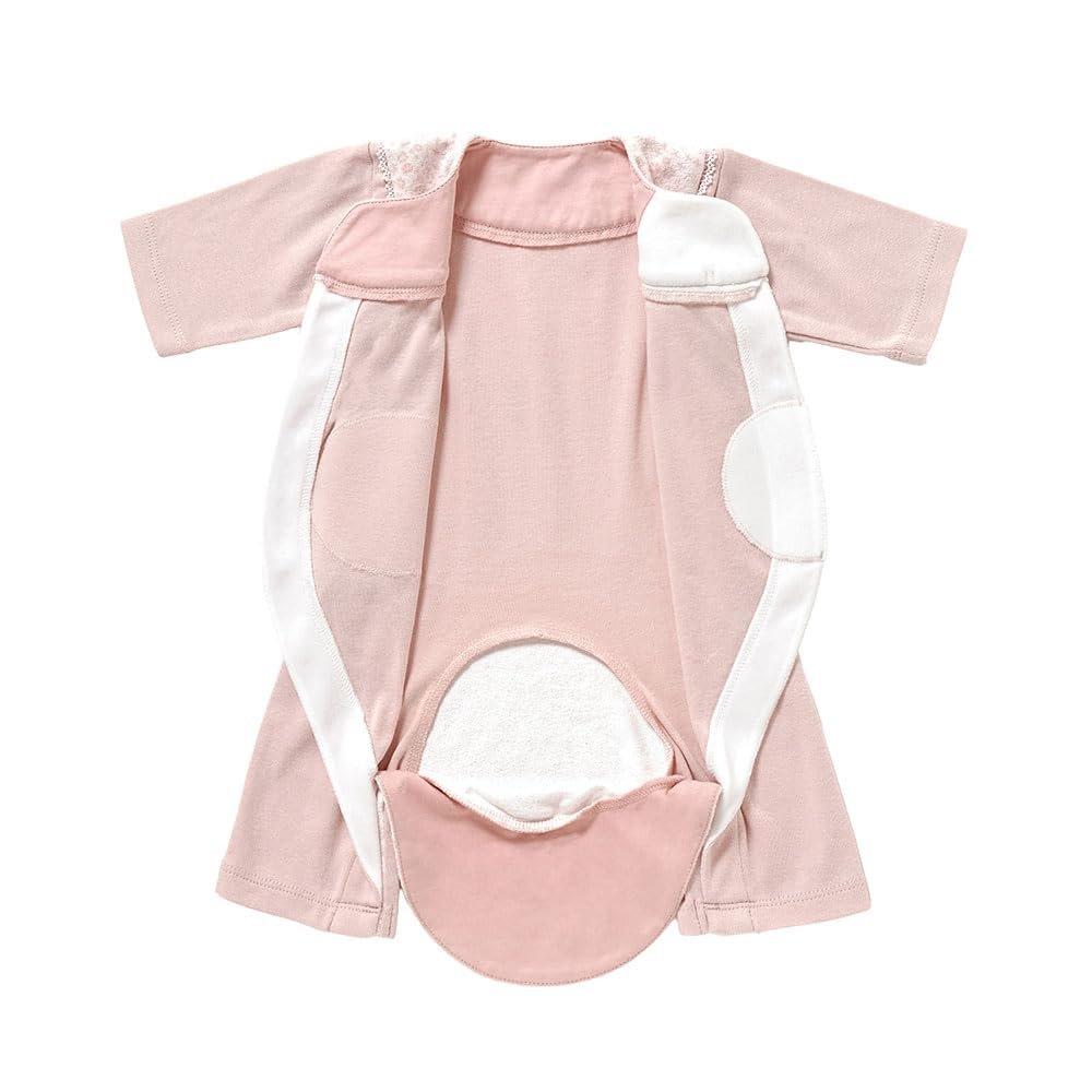 Ficelle 10mois PATTO SATTO Baby Romper Pink 50-60cm 26252051 Quick-Change Infant Bodysuit with Soft Hook-and-Loop Fastener Floral Lace Ribbon