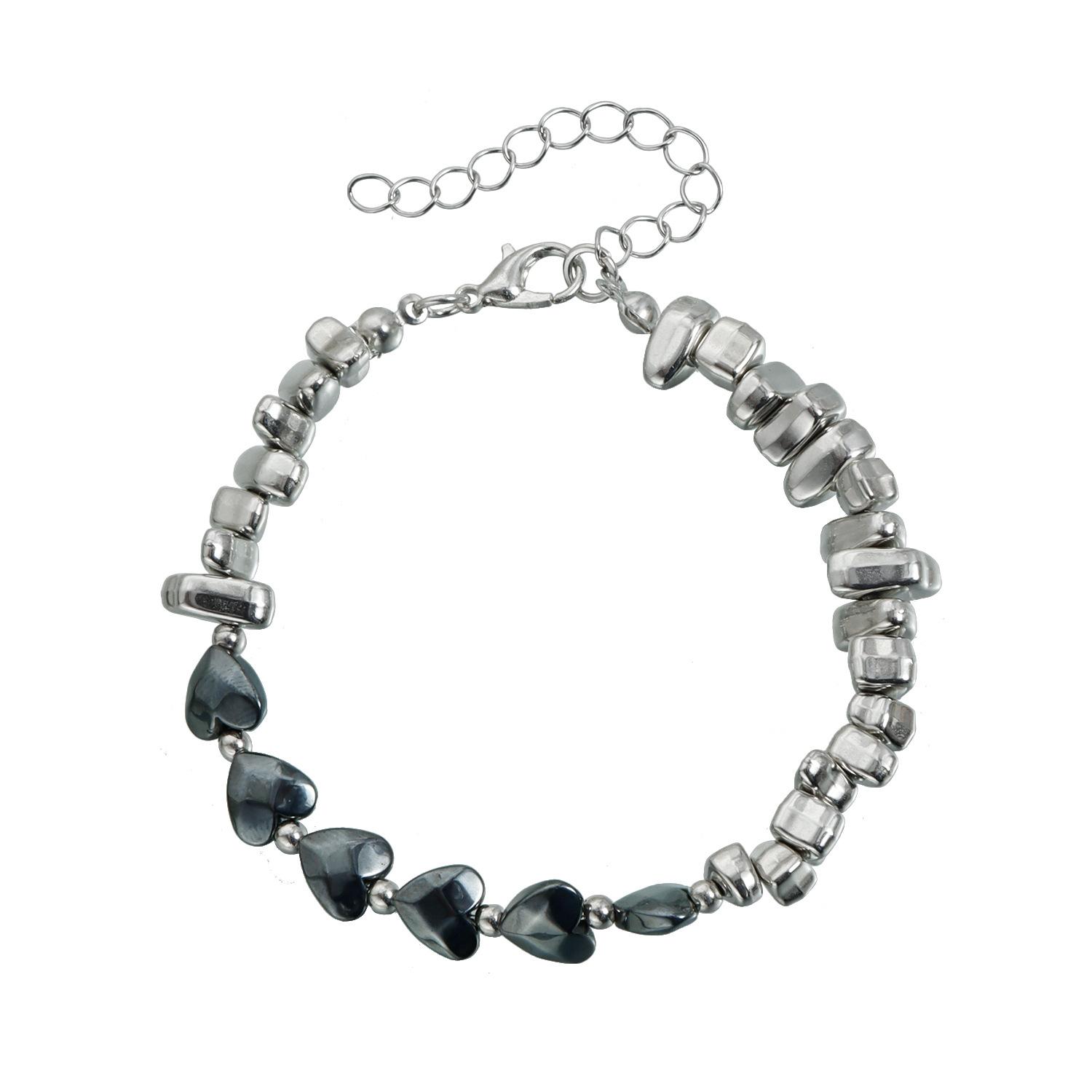 European and American jewelry high-end black gallstone love flower beaded necklace, light luxury sexy style necklace set