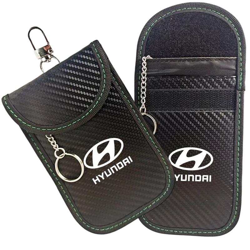 Hyundai Logo Car Key Pouch Signal-blocking Faraday Bag Key Case Anti-theft Car Key Storage Organizer with Wear Resistant Materia