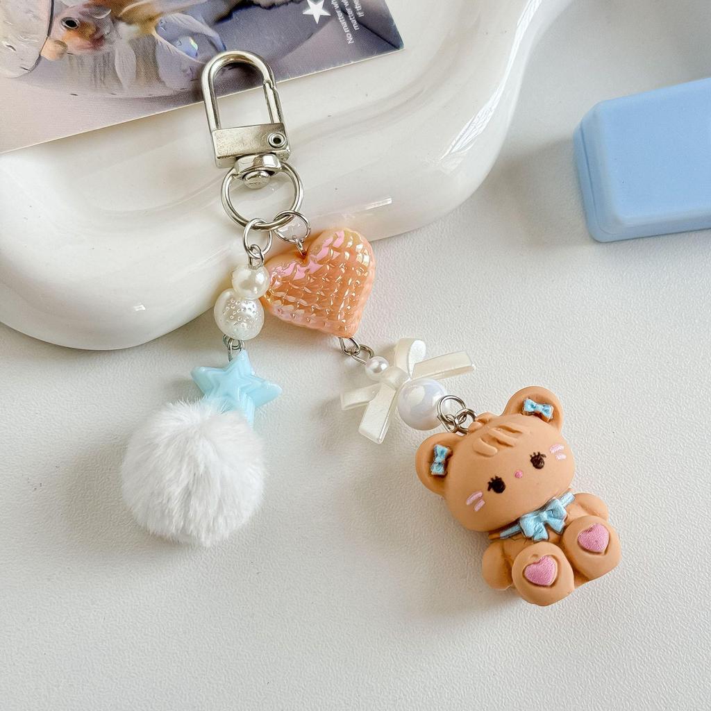 Adorable Rabbit Phone Charm & Keychain with Heart & Pompon Pendant