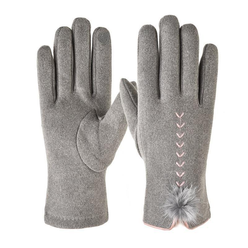German velvet gloves for men and women to keep warm in autumn and winter, velvet outdoor riding touch screen Korean version simple hair mouth