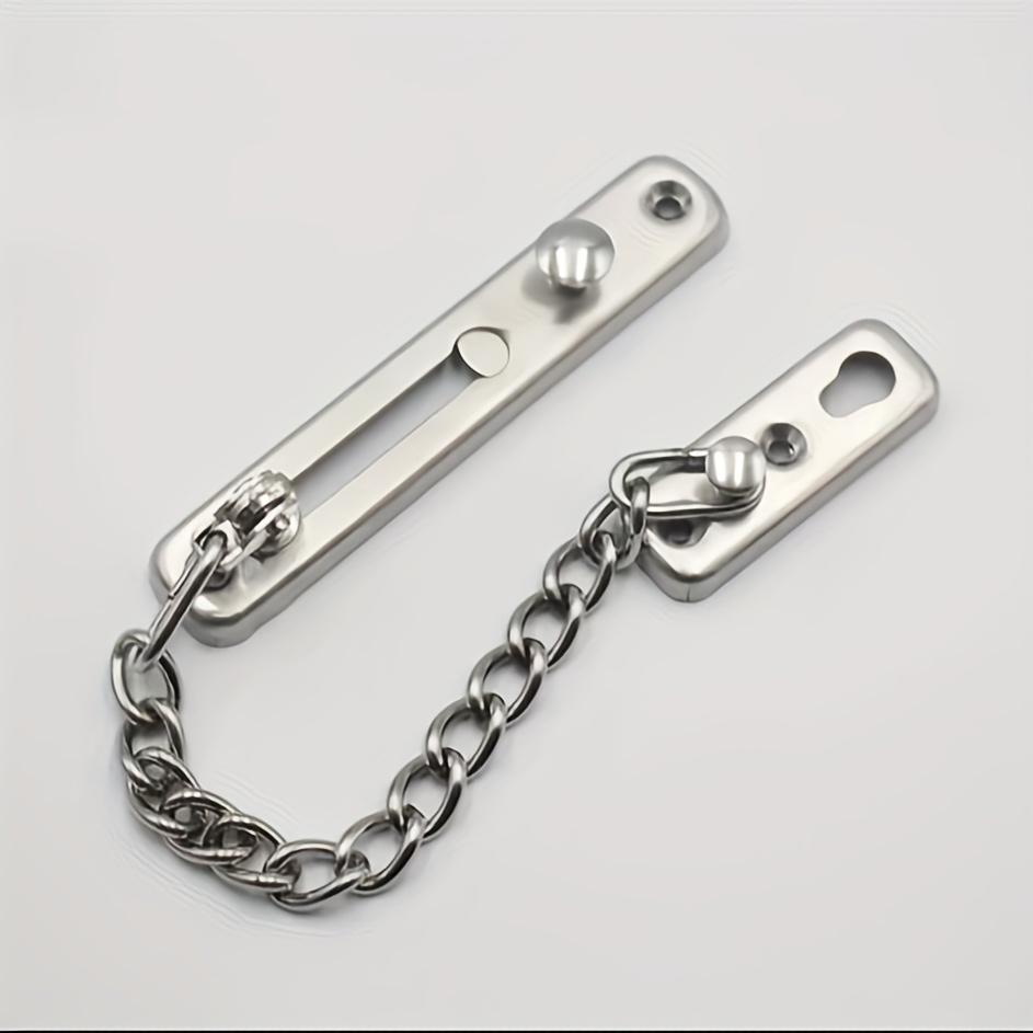 

1pc Door Chain Lock Security Chain Guard Spring Anti Theft Press Heavy Duty Polished Latch Screw Guard Accessories серебряный