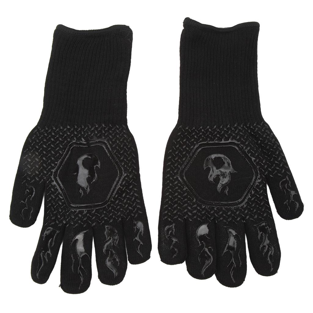 BBQ Gloves Fireproof 800 Celsius  Heat Resistant Double Sided Silicone Large Grill Gloves for Oven Barbecue Cooking