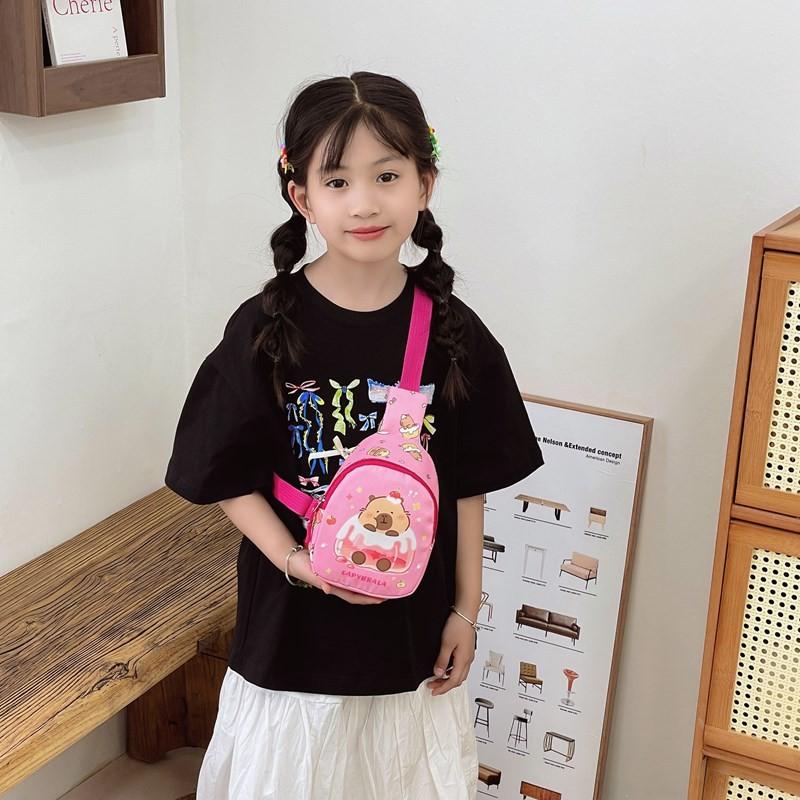 Cartoon Capybara Kids Pattern Single Shoulder Crossbody Chest Bag Gift Fashion