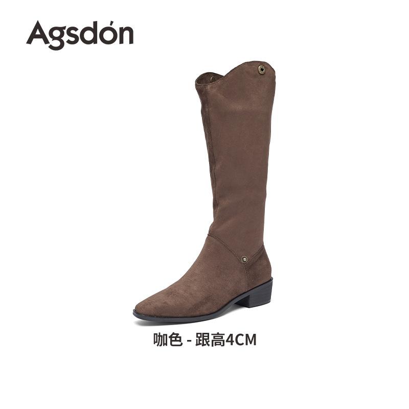 Augustine thick heel boots women's 2025 new autumn and winter retro knight boots but knee-high western cowboy boots
