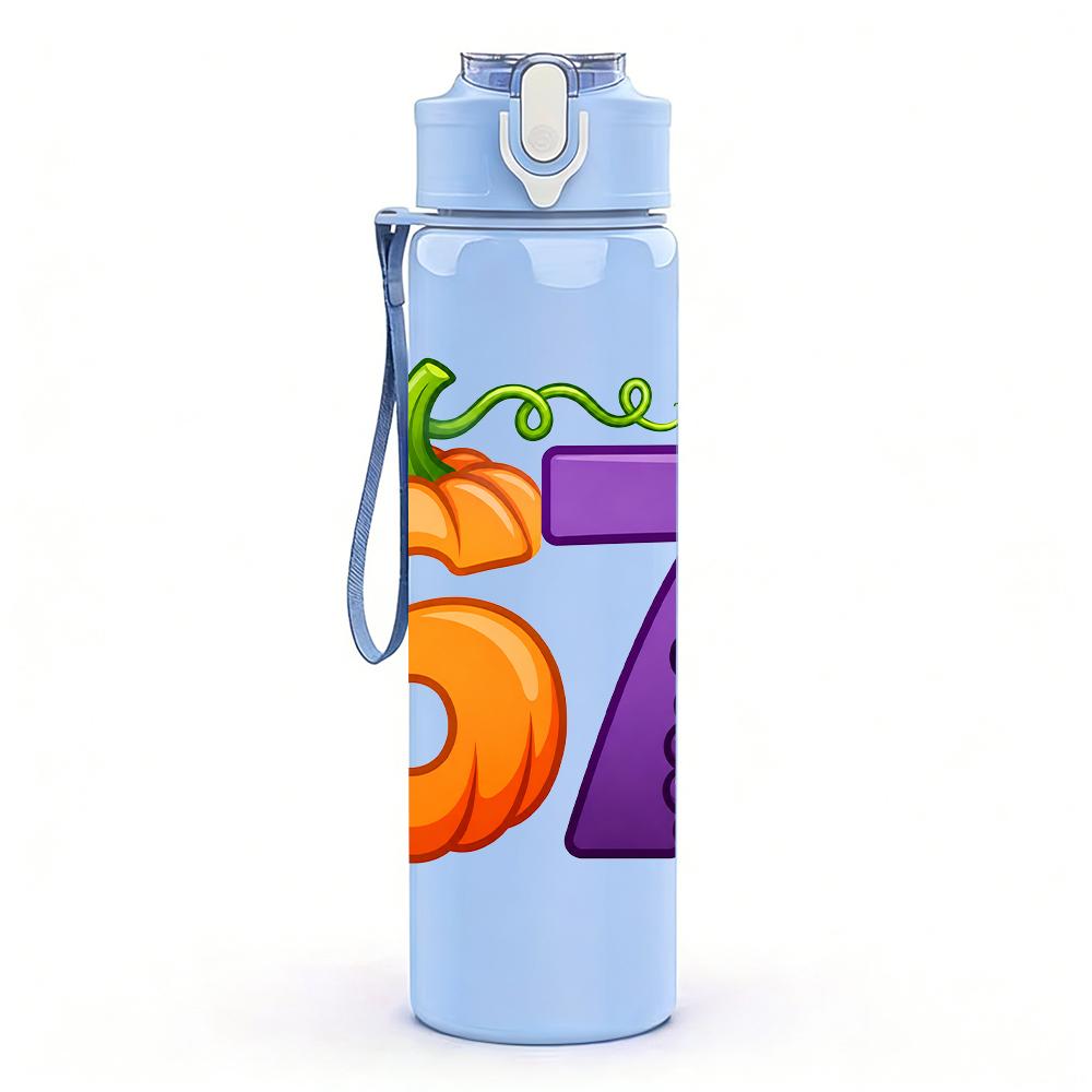 1PC 67 Grape Fruit Creative Lettering 750ml Color Plastic Water Bottle Leakproof Flip Straw Lid For Sports Office Home Use