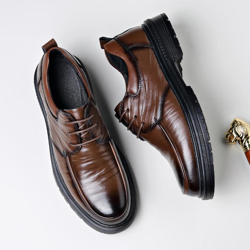 

Мода 2024 года, новые высококачественные мужские туфли-оксфорды ручной работы из натуральной кожи, повседневная обувь для мужчин на толстой подошве, классические деловые туфли 44 коричневый