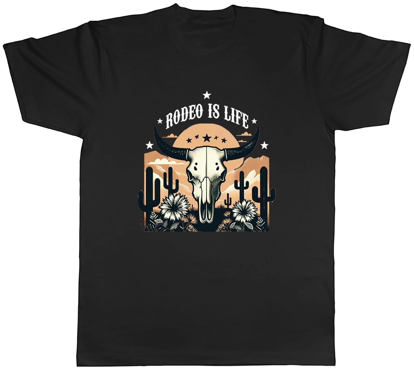 Rodeo is Life Mens T-Shirt Cowboy Bull Riding Tee Gift XS