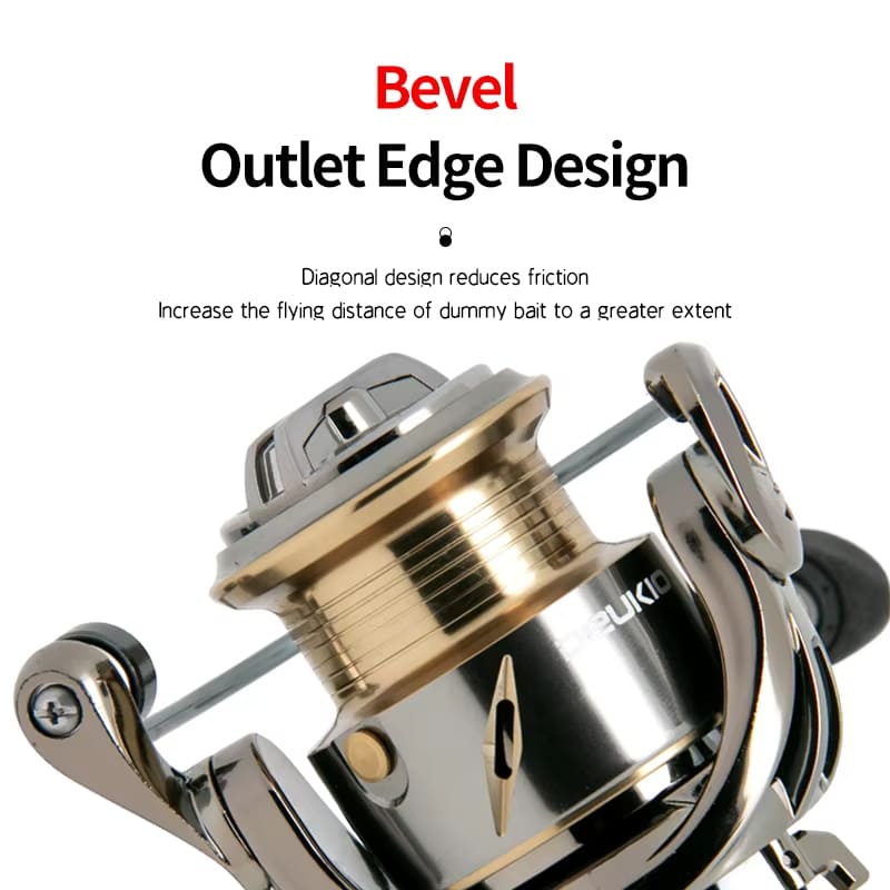 DEUKIO New All Metal Spinning Reel Double Handle,5.6:1 Gear Ratio,17LB Max Drag,CNC Spool,Fishing Reel for Freshwater Saltwater