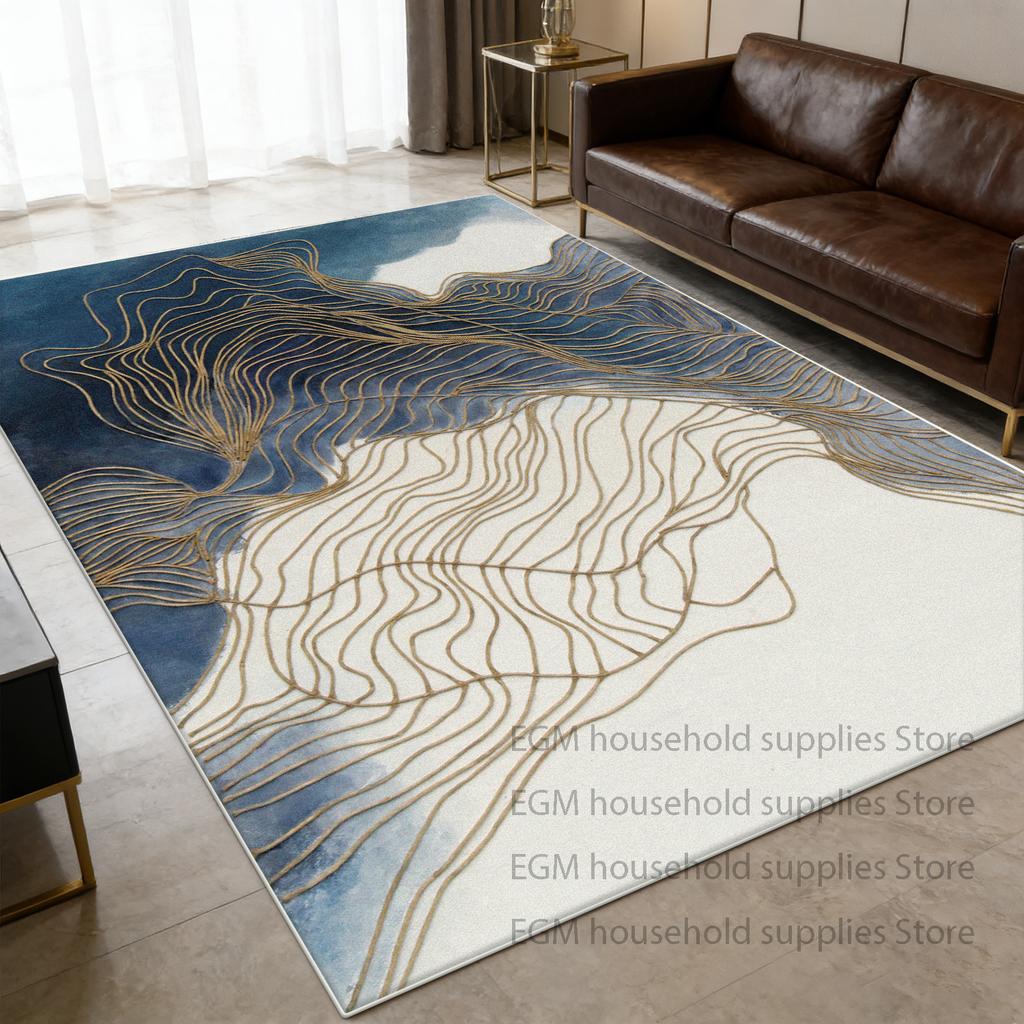 Modern Gold Carpets Abstract Living Room Decoration Bedroom Lounge Large Size Rugs  Non-slip Washable Floor Mats Customizable