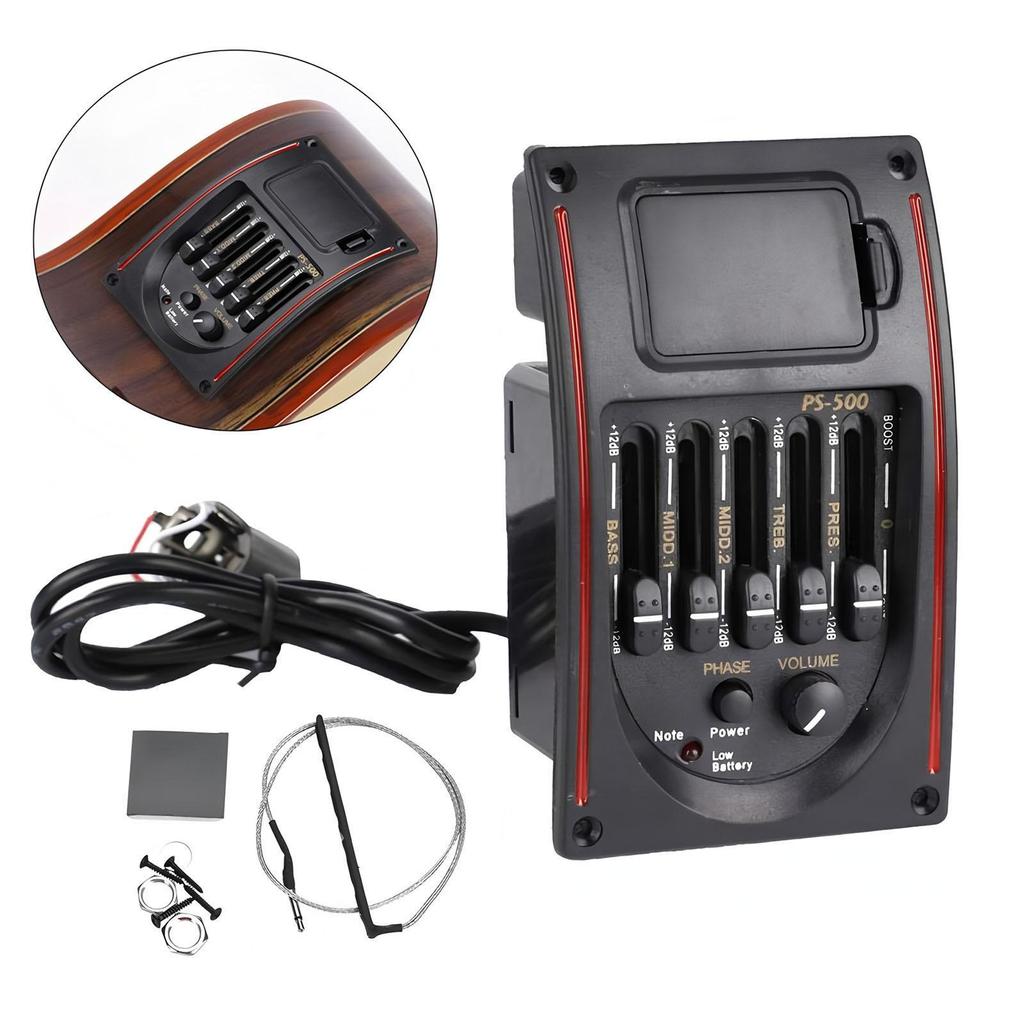 Guitar Pickup Piezo Preamp EQ Tuner LCD Display Tone Control for Classical Acoustic Guitars Performance Tools