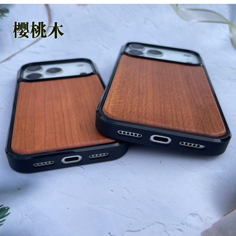 High-end Wooden Phone Case for IPhone 17 Pro Max 17 Air 16 Pro 15 14 13 12 11 Walnut Soft Edge All-inclusive Protective Cover