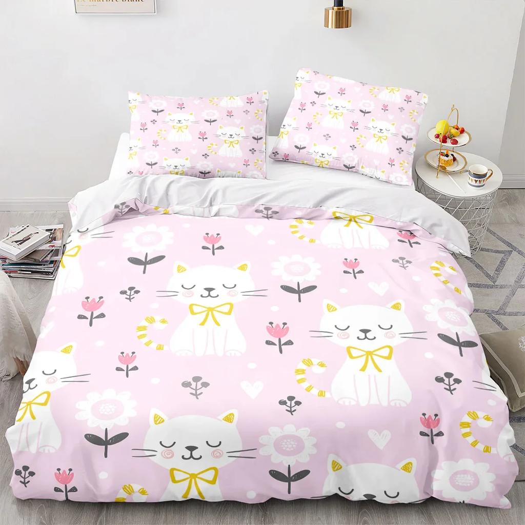 Cartoon Animal Cat Duvet Cover 3D Large Print Double Size Quilt Cover Bedding Set Single Set