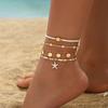 4 Piece Boho Beaded Anklet Set Disc Shell Starfish Pearl Beach Summer Vacation Jewelry for Women Daily Casual Wear