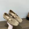 Retro suede Mary Jane single shoes women's shoes 2025 new autumn French versatile flat black small leather shoes