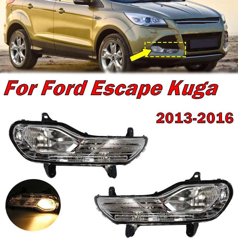 Car Accessories Headlights Halogen Bulb Fog Lamp For Ford Escape Kuga 2013 2014 2015 2016 Car Front Bumper Daytime Running Light