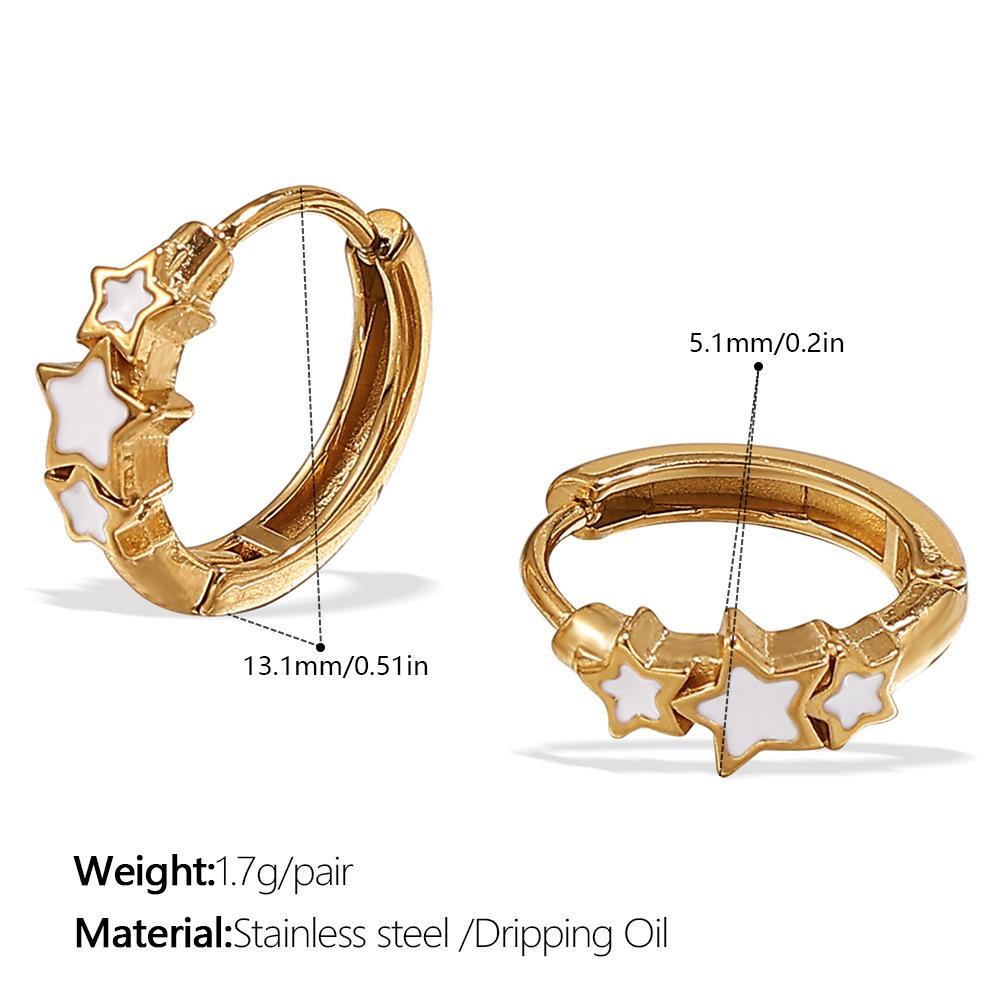 Japanese and Korean Popular Jewelry, Stainless Steel Gold-plated Earrings, Ear Buckles, Summer Earrings, Inlaid Rhinestone Earrings.