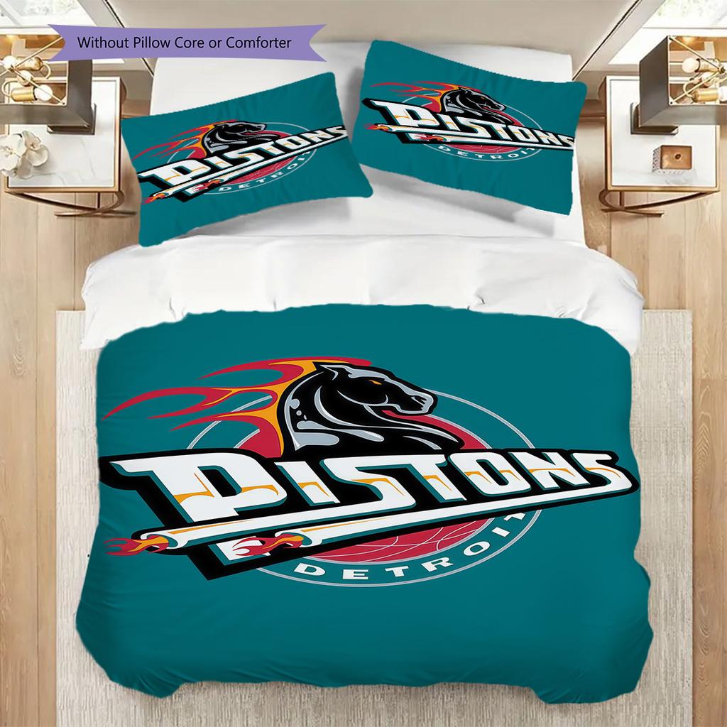 Detroit Pistons Bold Logo Three-piece set(1 * duvet cover + 2 * pillowcase, without core) Bedding set Duvet cover and pillowcase
