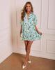 2026 European & American Floral Print V-Neck Short Sleeve Casual Shirt Dress for Women