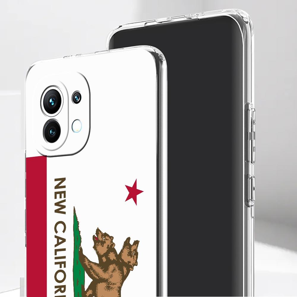 Phone Case For Xiaomi Mi Poco X7 X6 X5 NFC X3 Pro 17 15T 15 14T 14 13T 11 12 13 Lite Clear TPU Cover New California flag