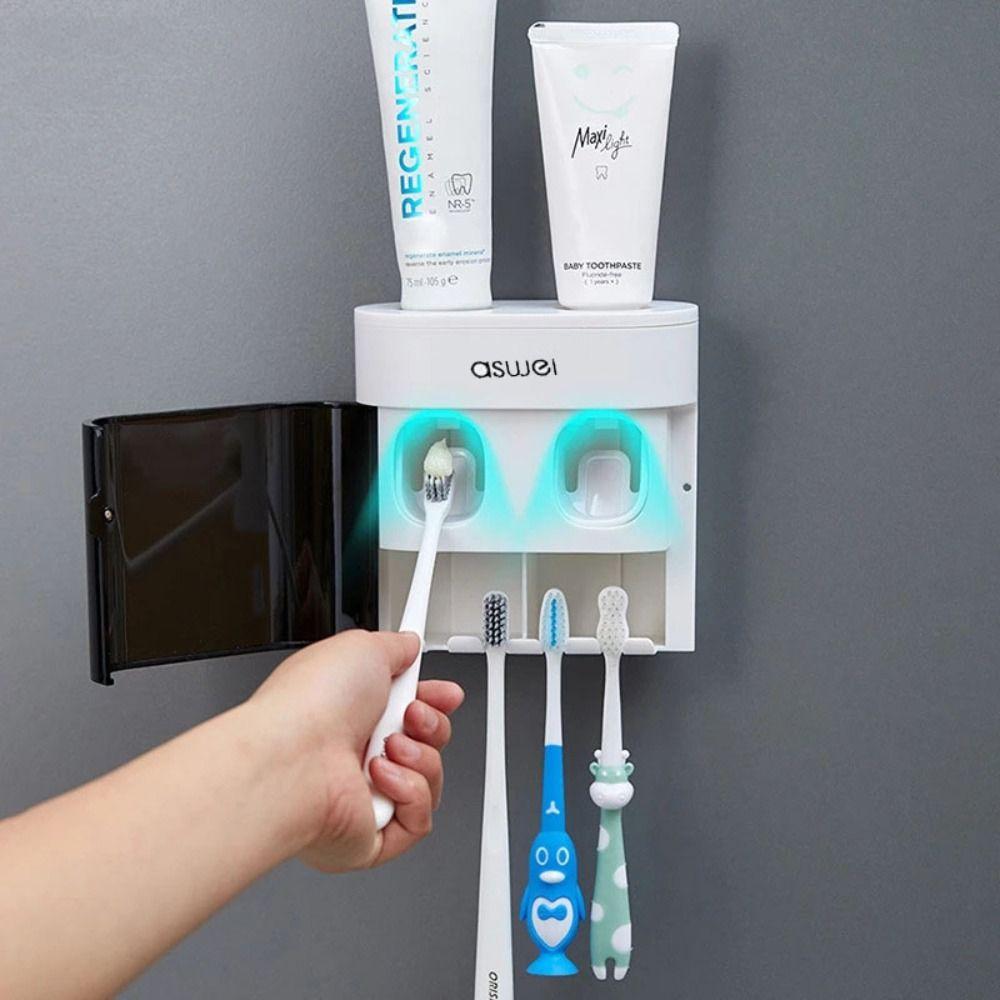 

Plastic Automatic Toothpaste Dispenser Moisture-proof Toothbrush Storage Rack Kids белый/чёрный