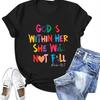 Christian Shirts for Women Jesus God Is Within Her Tshirt Faith Inspirational Bible Verse Religious Graphic Tee Tops