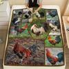 Rooster Print Flannel Throw Blanket 280GSM Premium Weight Blanket Soft Warm Machine Washable Colorful Chicken Custom blankets