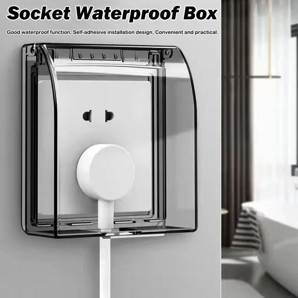 Cutie impermeabilă cu priză din plastic, montată pe perete, capac de protecție pentru priză electrică, capac protector pentru întrerupător, baie