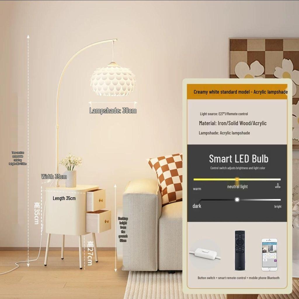 Modern Cream Floor Lamp: Versatile Style for Bedroom, Living Room, and Bedside