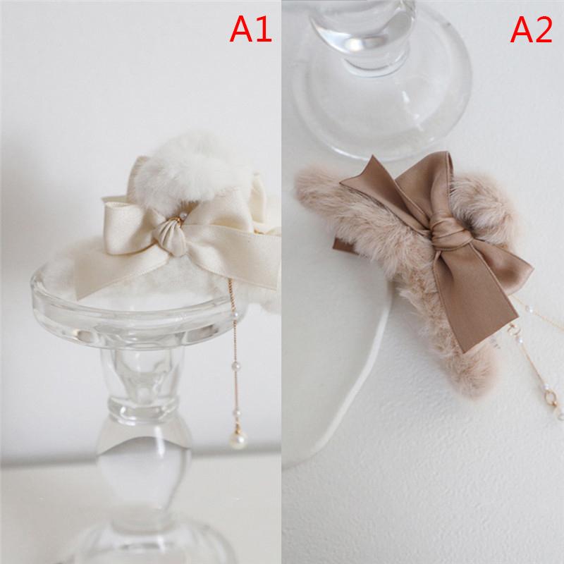 Hair Claws Vintage Long Pearl Tassel Plush Hair Claw Pendant Crab Clips  Hairpin For Women Headwear Hair Accessories